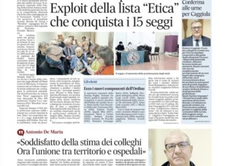 LISTA ETICA CONQUISTA 18 SEGGI ALLE ELEZIONI ORDINISTICHE. DE MARIA PRESIDENTE