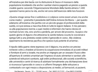DIGIUNO PER GAZA: NOI CI SIAMO