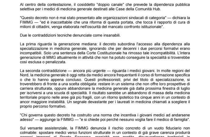 Decreto Ministeriale distrugge la Medicina Generale